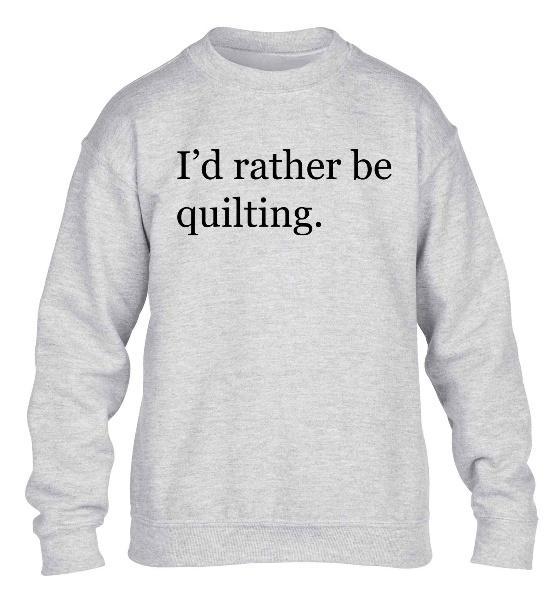 I'd rather be quilting children's grey sweater 12-13 Years