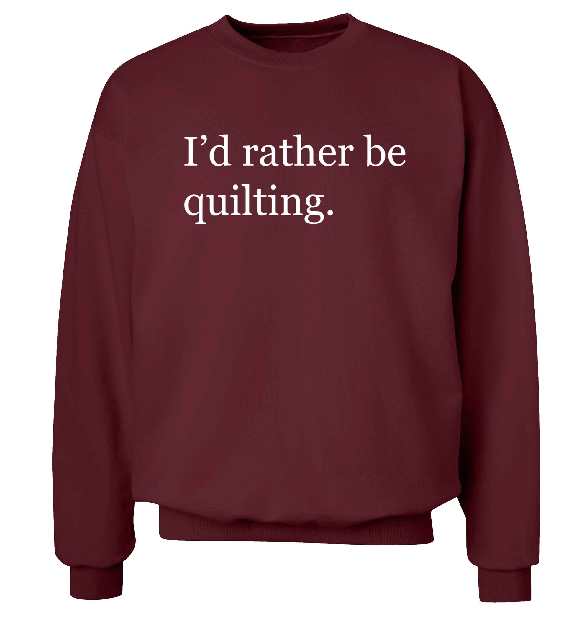 I'd rather be quilting Adult's unisex maroon Sweater 2XL