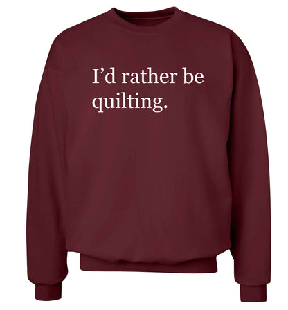 I'd rather be quilting Adult's unisex maroon Sweater 2XL