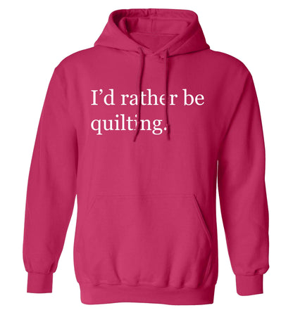 I'd rather be quilting adults unisex pink hoodie 2XL