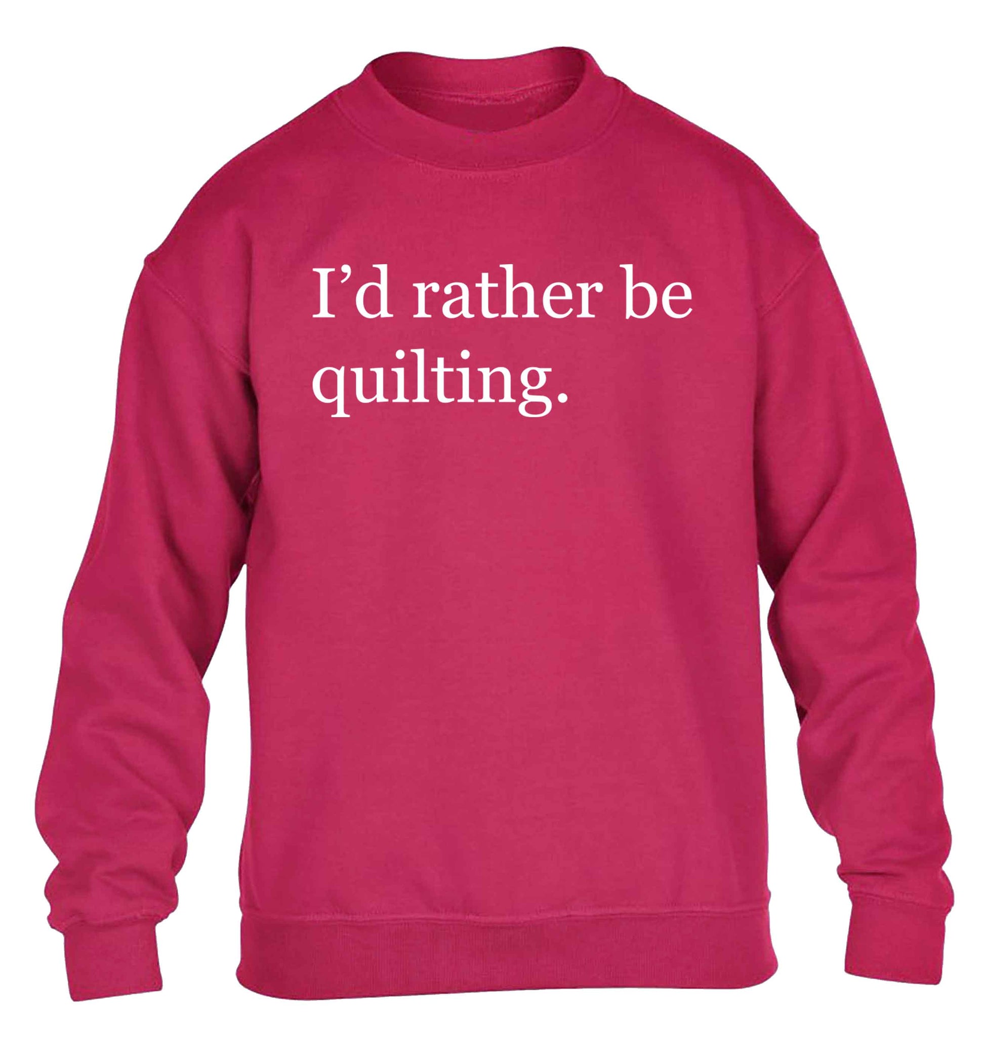 I'd rather be quilting children's pink sweater 12-13 Years