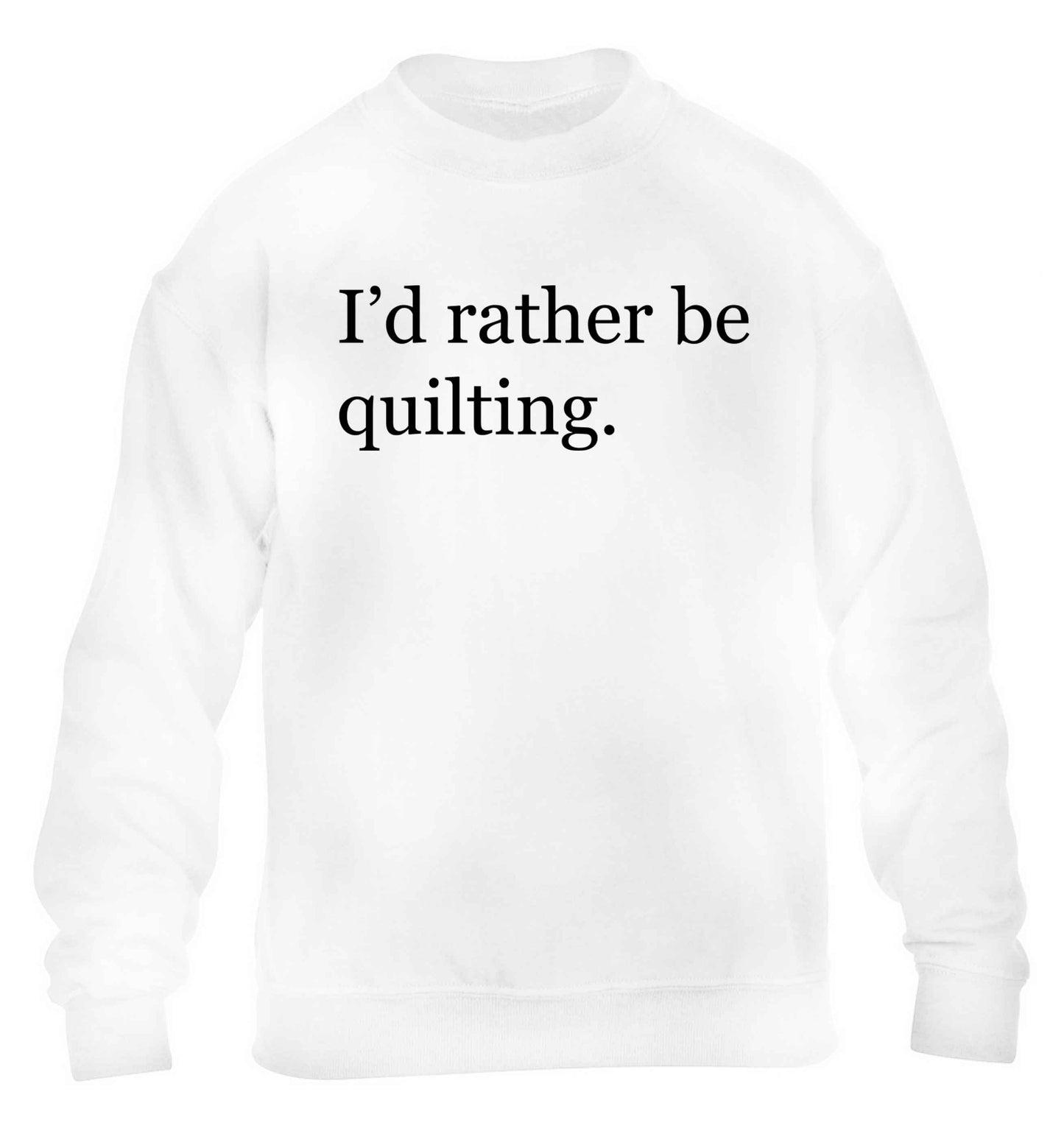I'd rather be quilting children's white sweater 12-13 Years