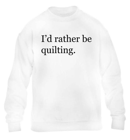 I'd rather be quilting children's white sweater 12-13 Years