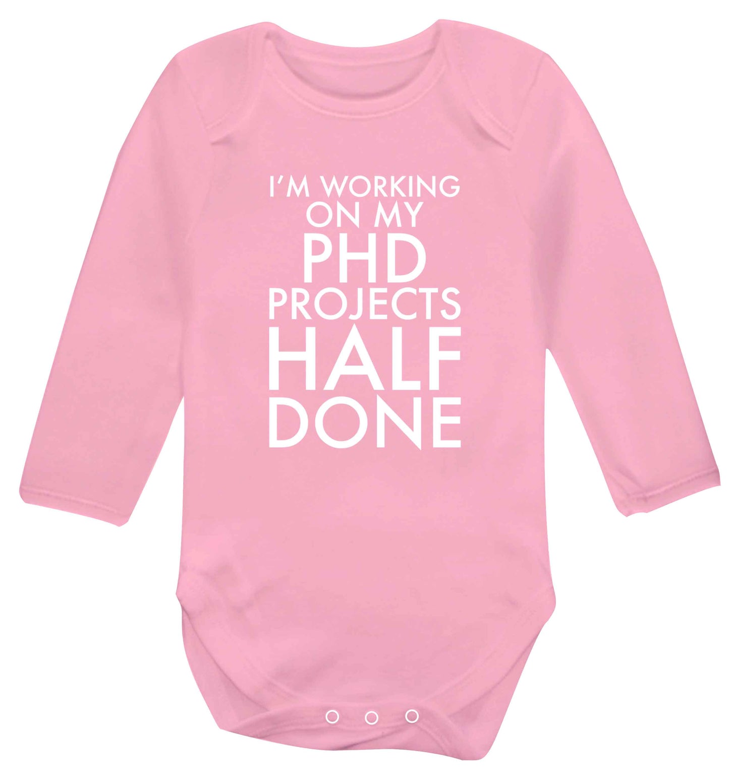 I'm working on my PHD projects half done Baby Vest long sleeved pale pink 6-12 months
