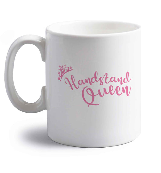 Handstand Queen right handed white ceramic mug 