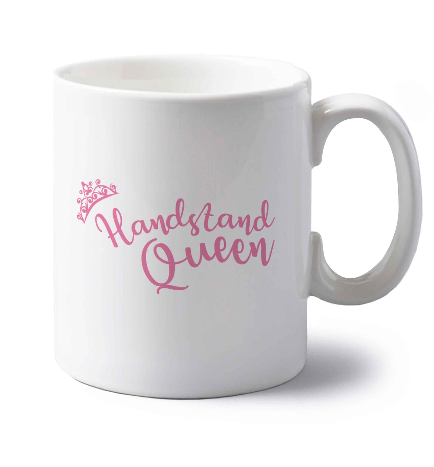Handstand Queen left handed white ceramic mug 