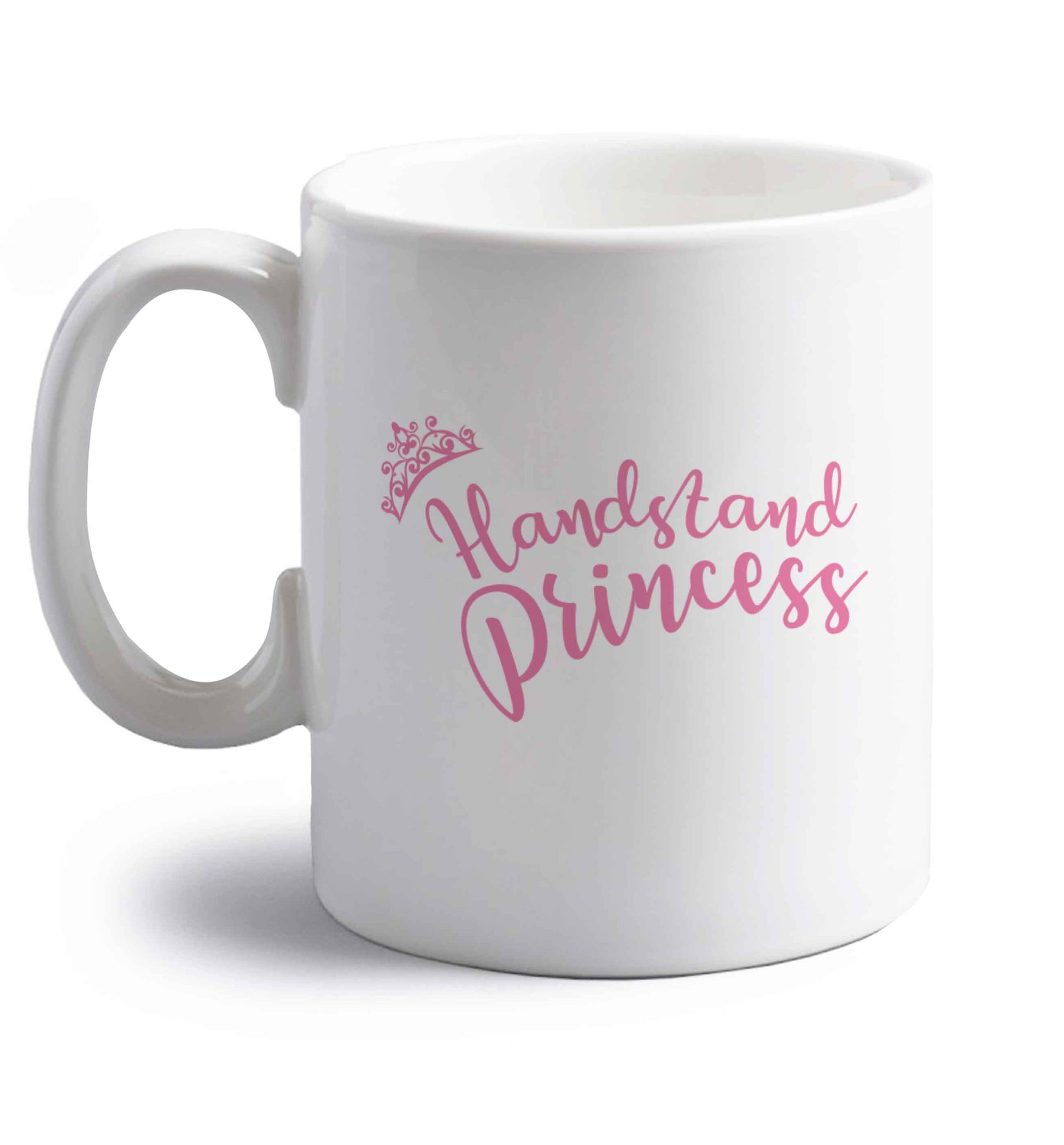 Handstand princess right handed white ceramic mug 