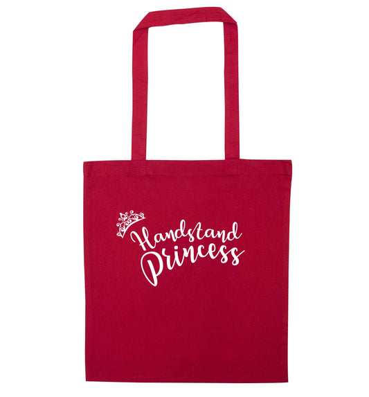Handstand princess red tote bag
