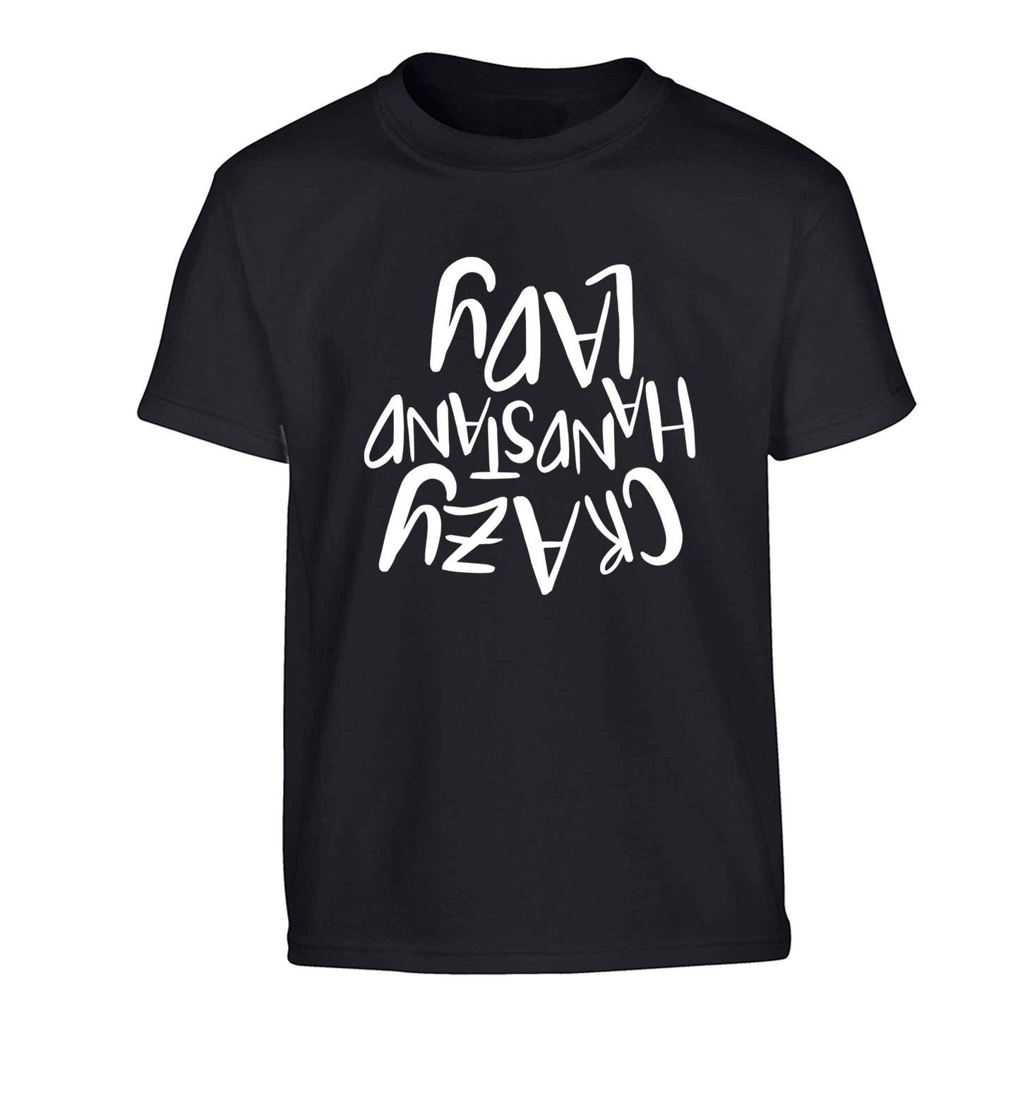 Crazy handstand lady Children's black Tshirt 12-13 Years