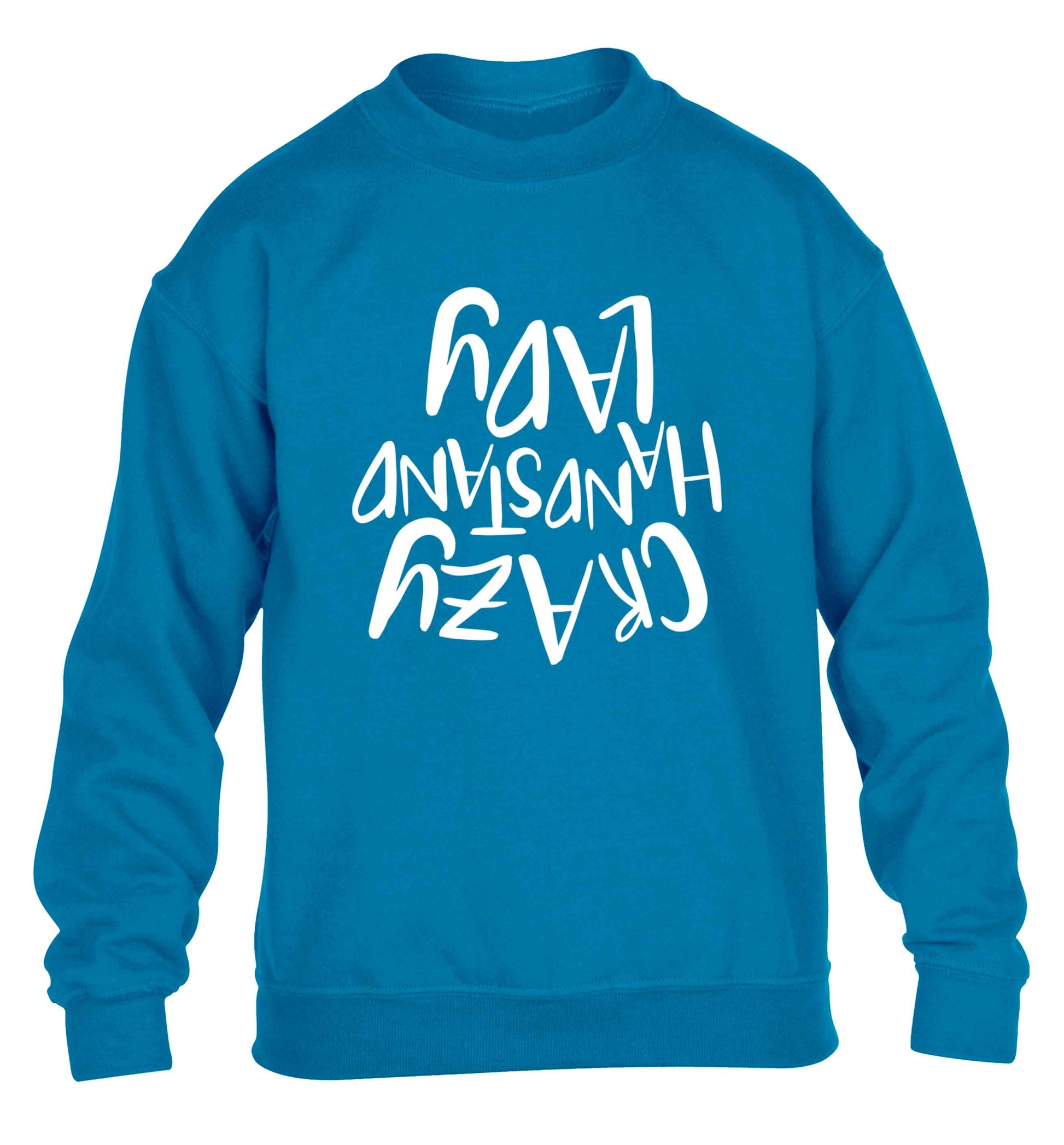 Crazy handstand lady children's blue sweater 12-13 Years