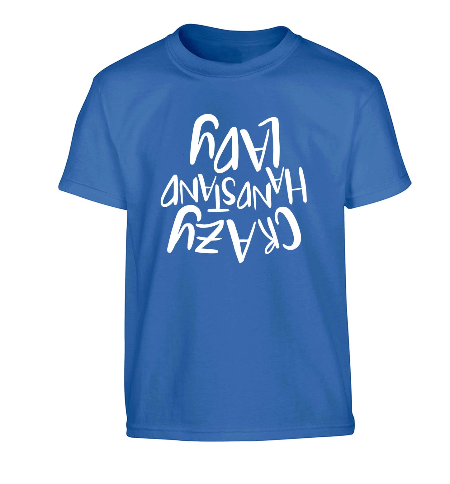 Crazy handstand lady Children's blue Tshirt 12-13 Years