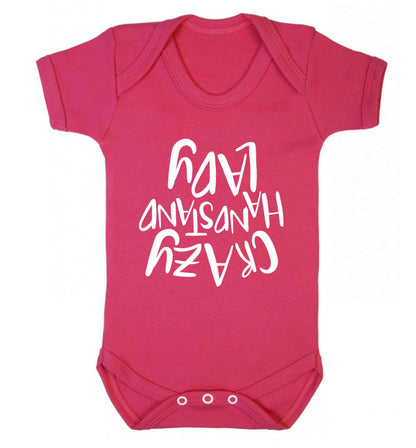 Crazy handstand lady Baby Vest dark pink 18-24 months