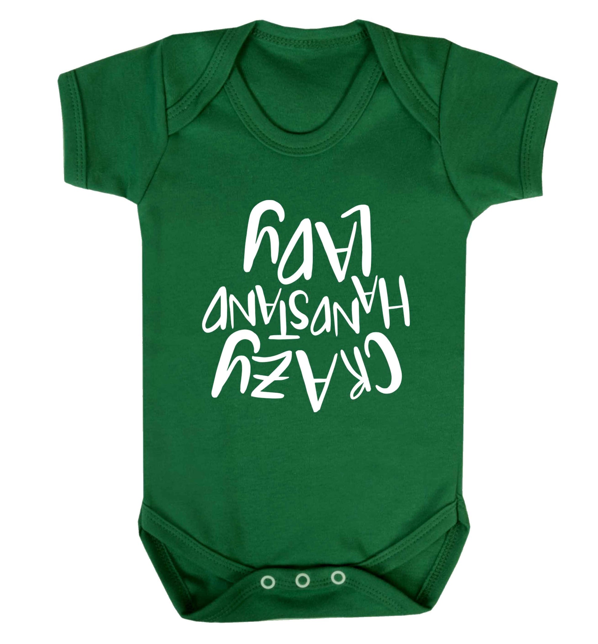 Crazy handstand lady Baby Vest green 18-24 months