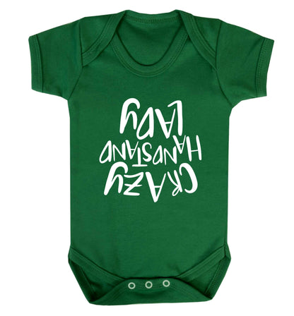 Crazy handstand lady Baby Vest green 18-24 months