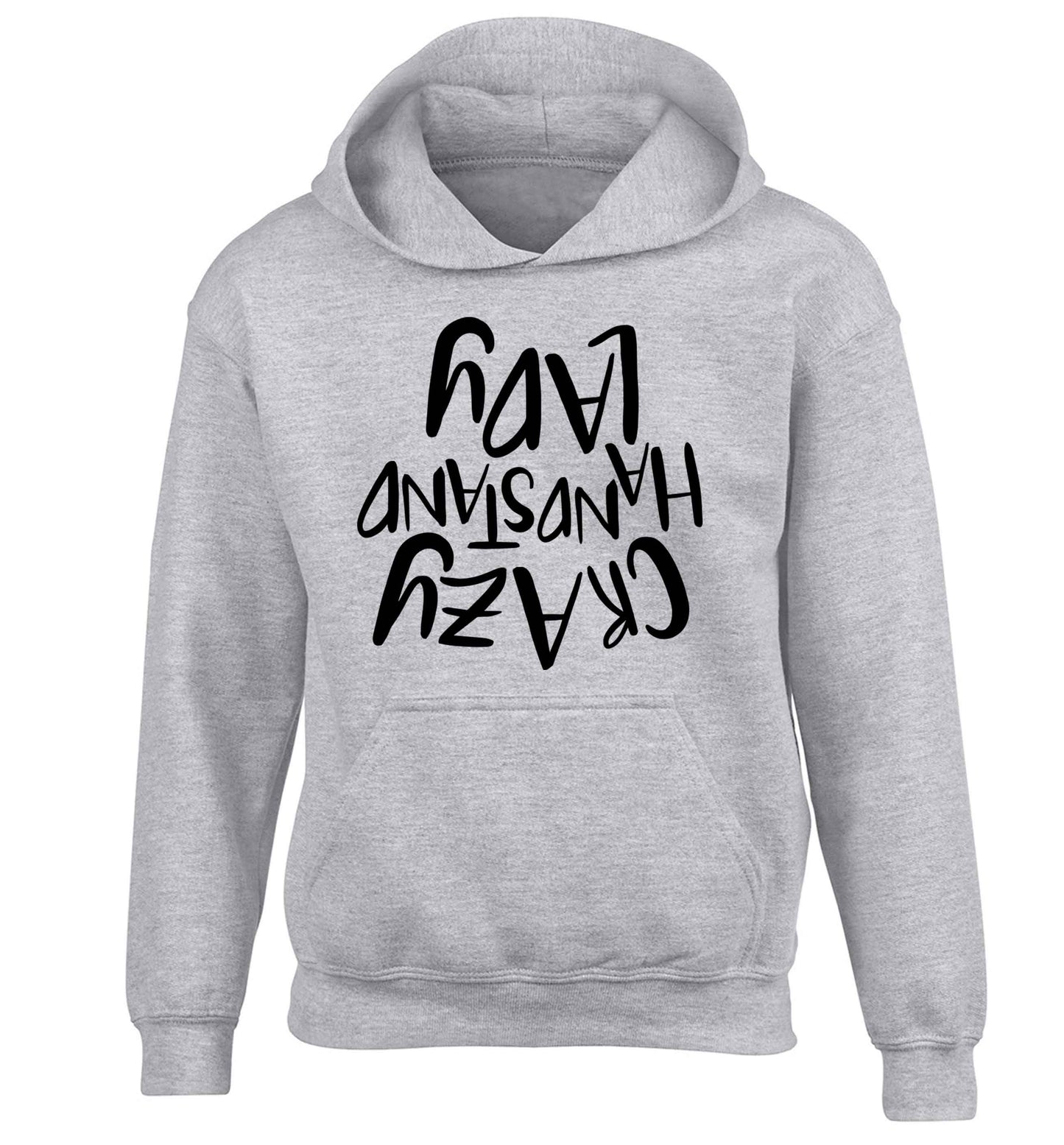 Crazy handstand lady children's grey hoodie 12-13 Years