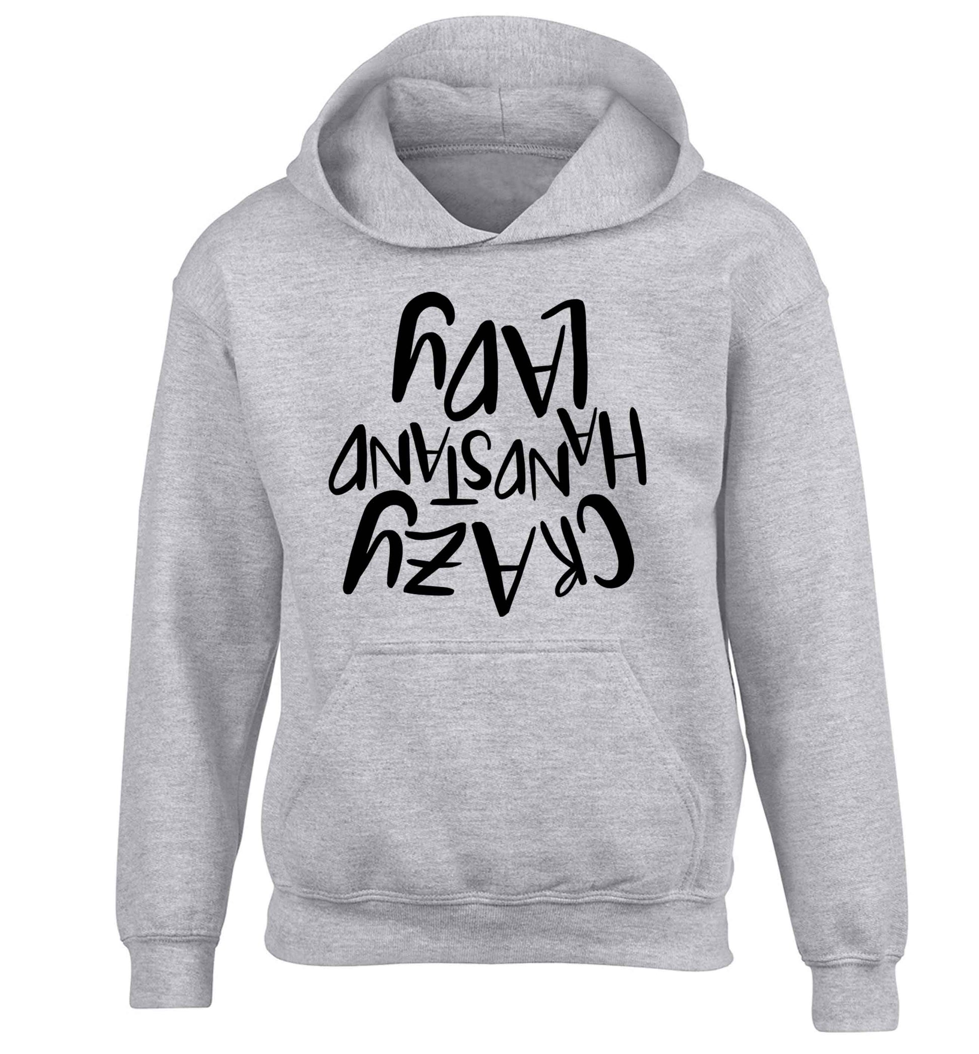 Crazy handstand lady children's grey hoodie 12-13 Years