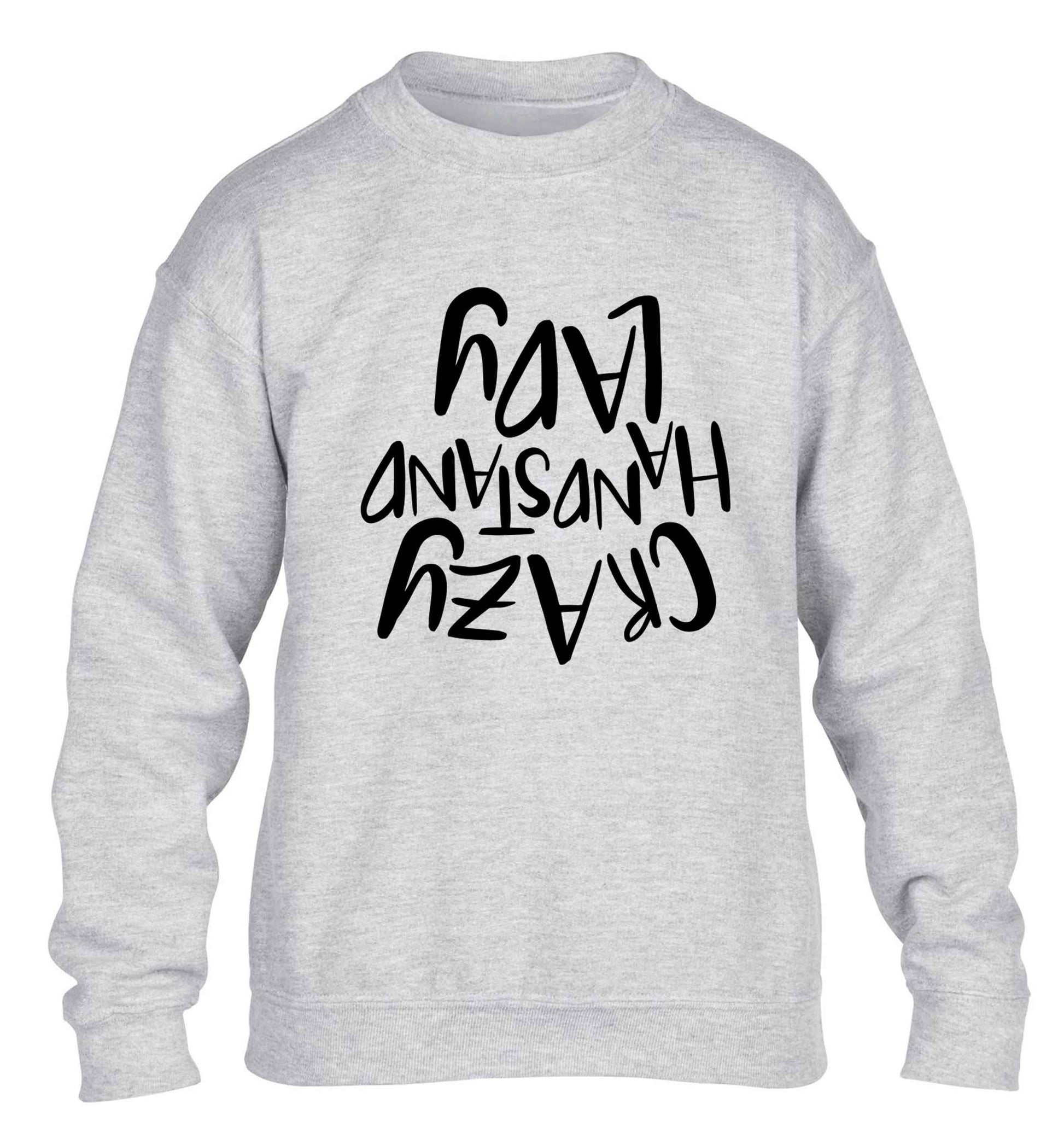 Crazy handstand lady children's grey sweater 12-13 Years