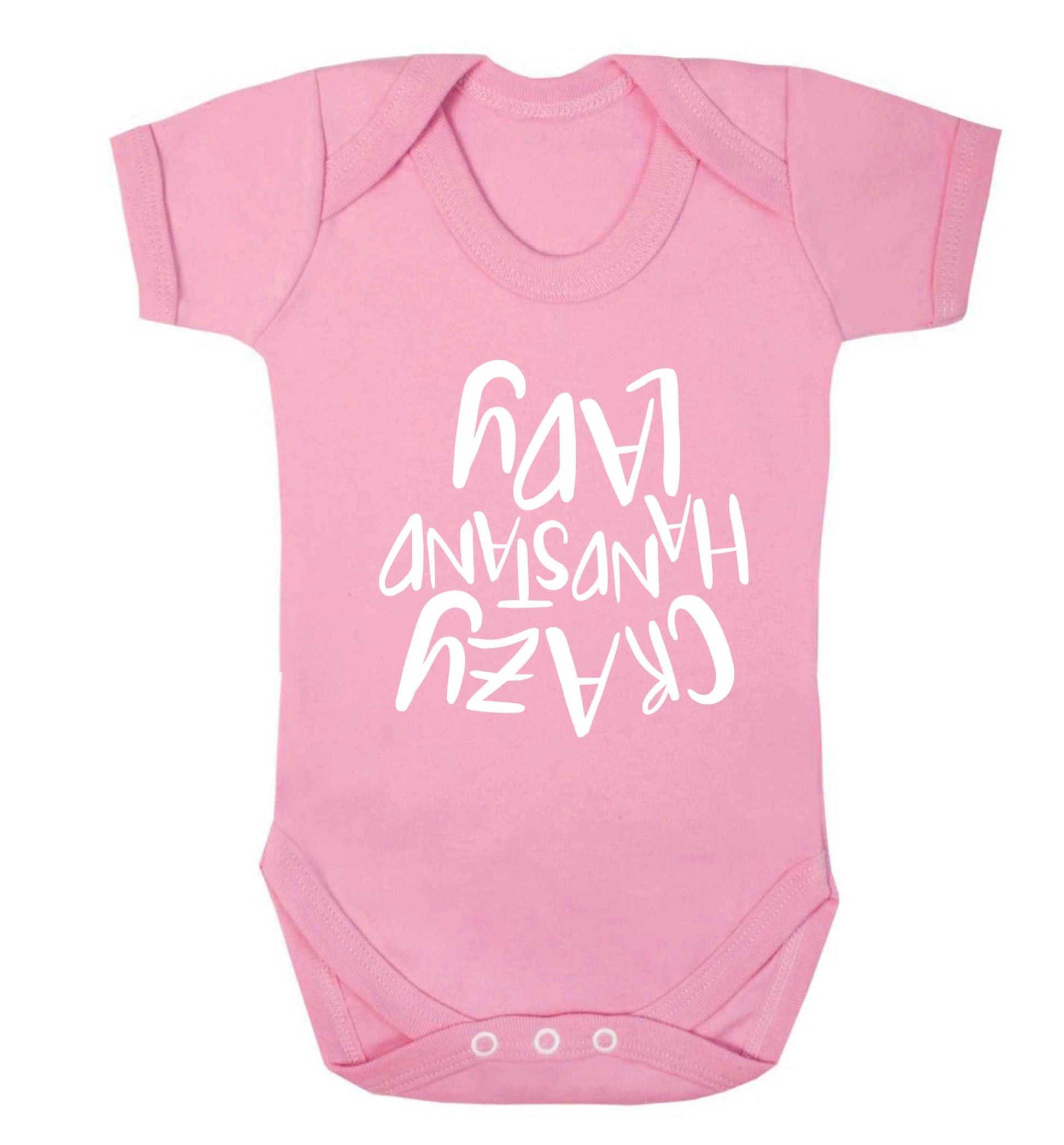 Crazy handstand lady Baby Vest pale pink 18-24 months