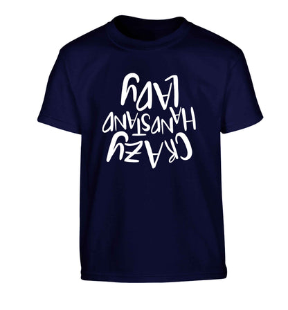 Crazy handstand lady Children's navy Tshirt 12-13 Years