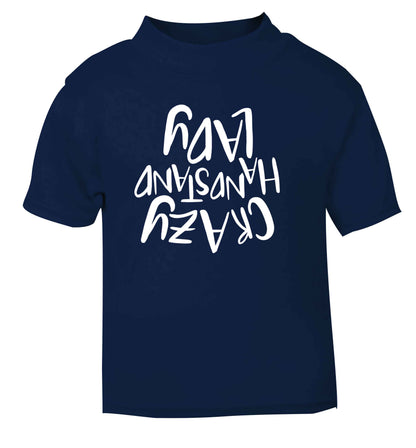 Crazy handstand lady navy Baby Toddler Tshirt 2 Years