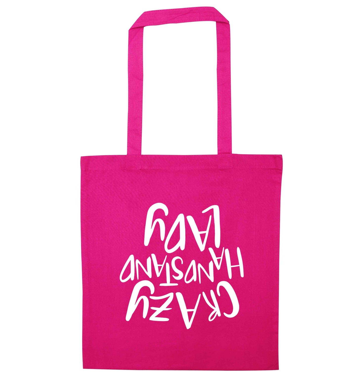 Crazy handstand lady pink tote bag