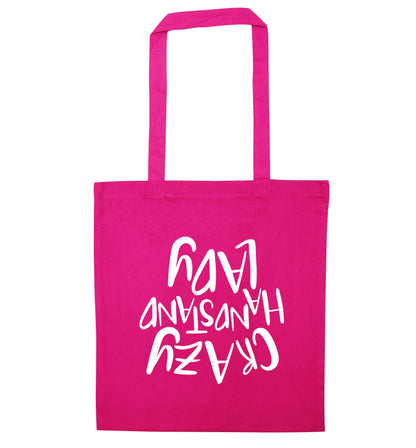 Crazy handstand lady pink tote bag
