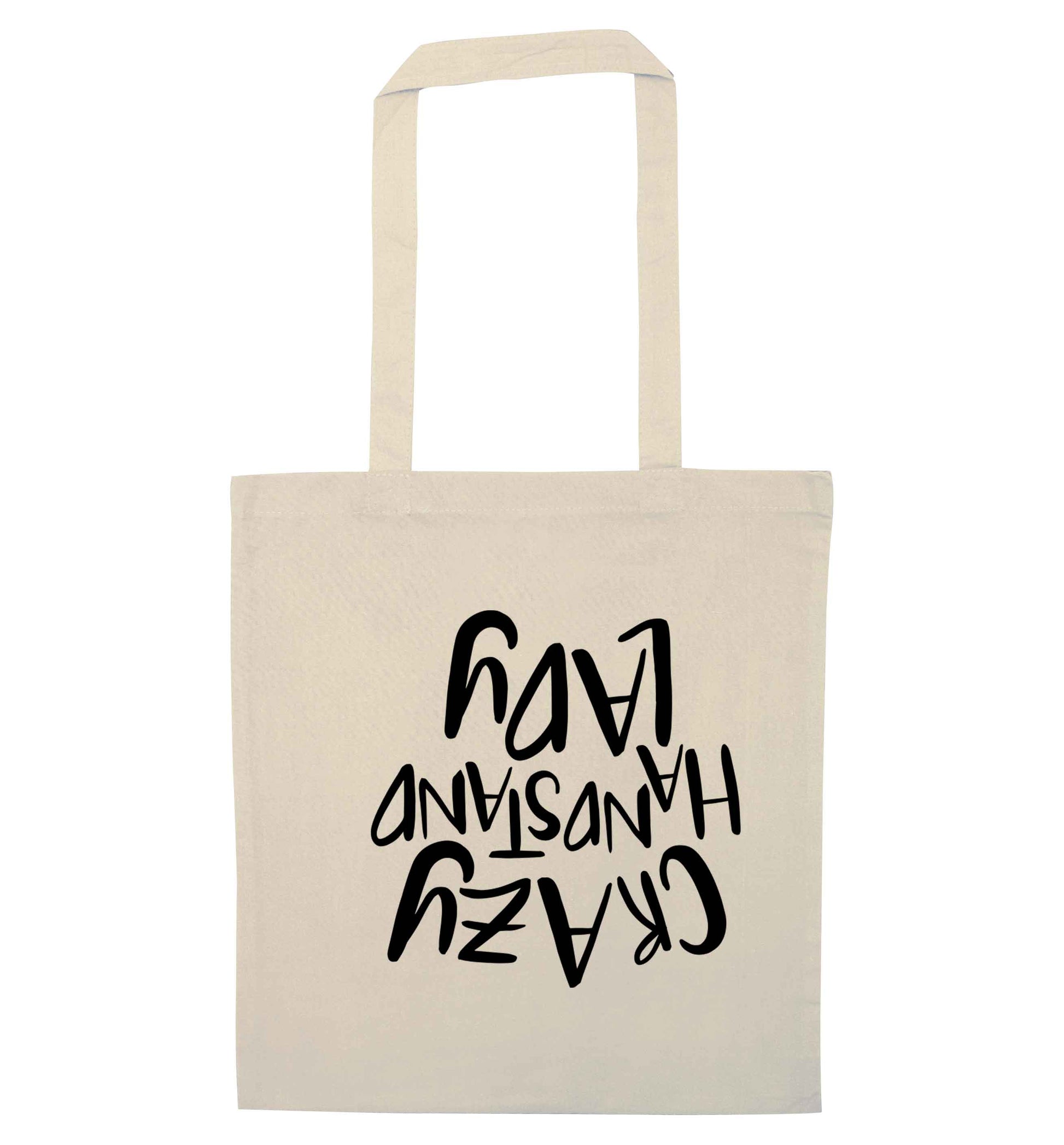 Crazy handstand lady natural tote bag