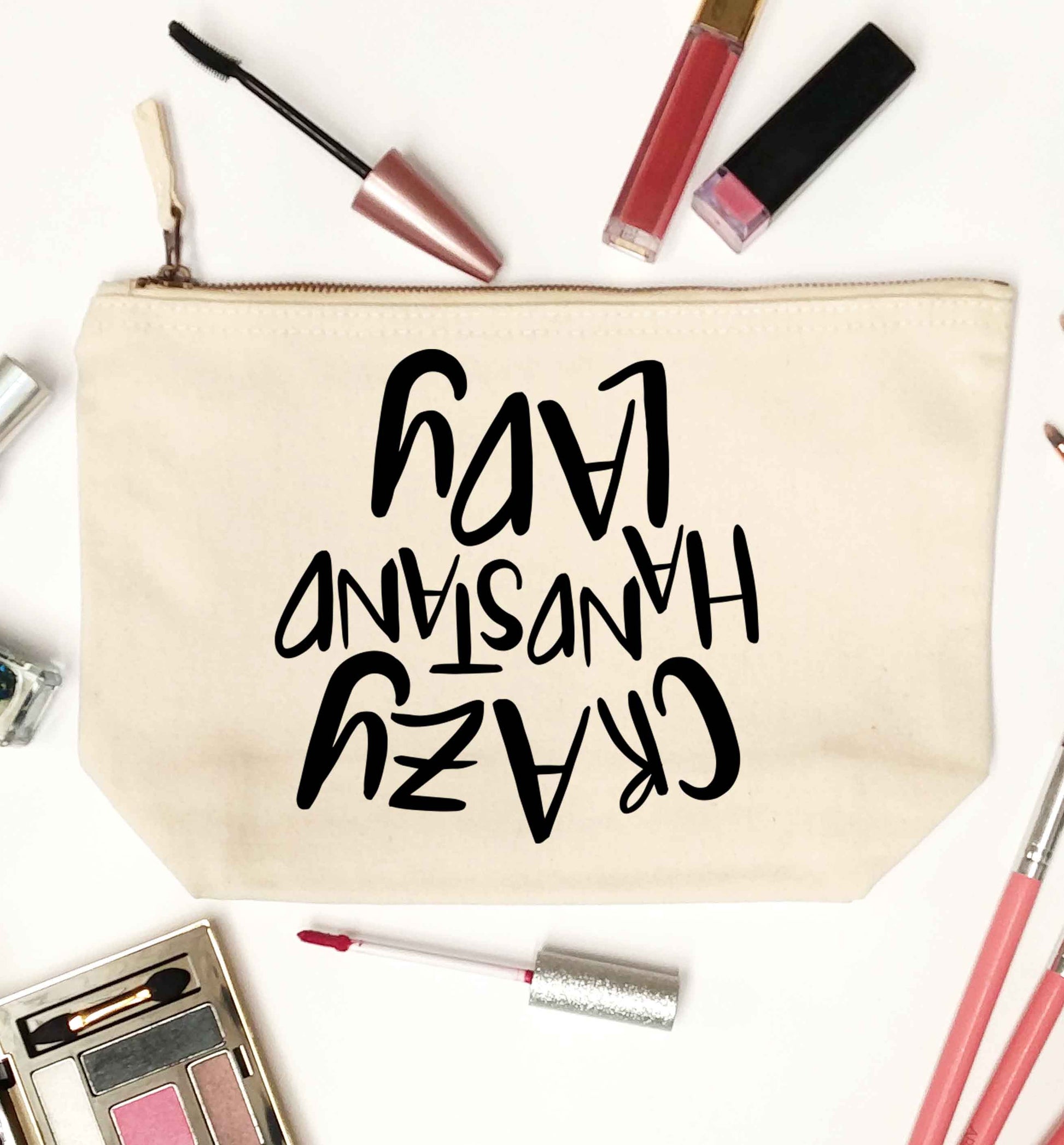 Crazy handstand lady natural makeup bag