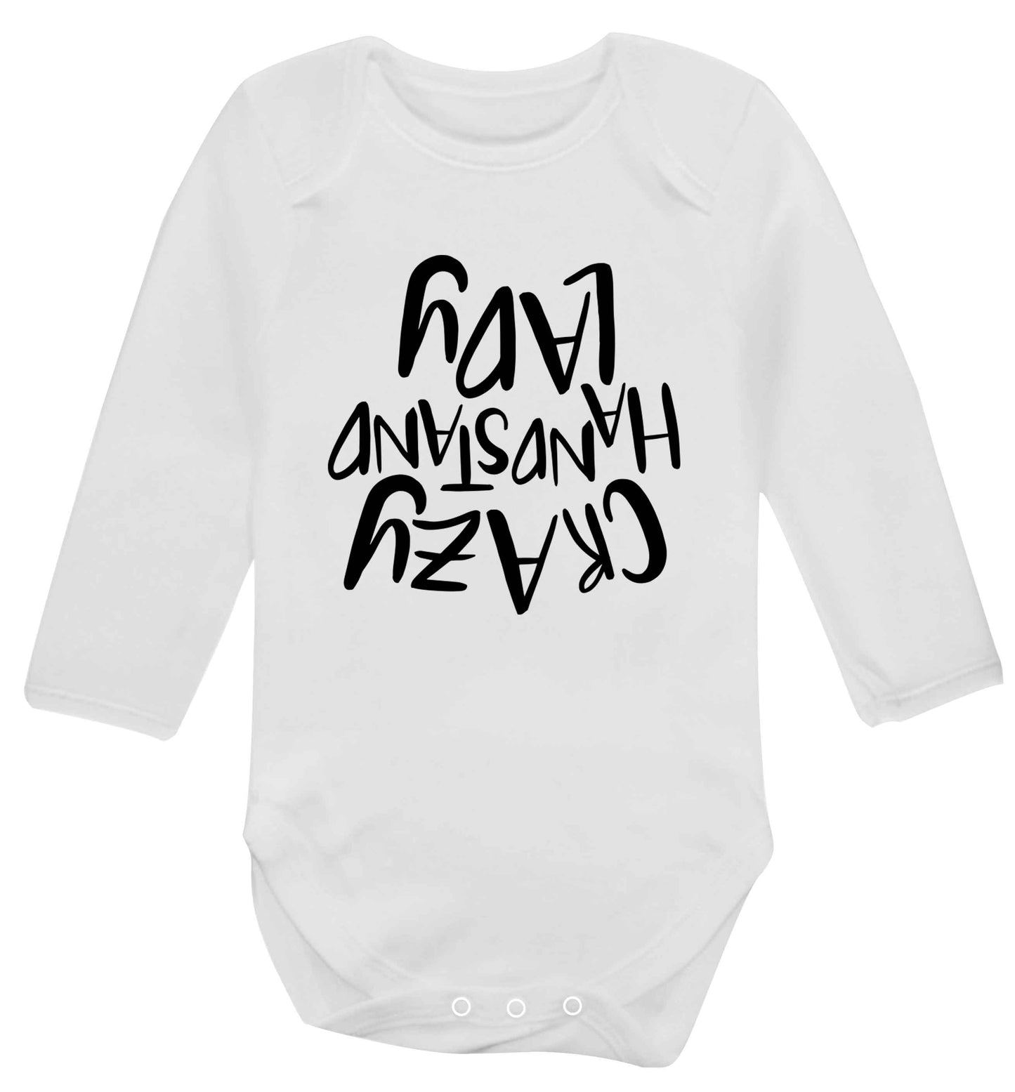 Crazy handstand lady Baby Vest long sleeved white 6-12 months