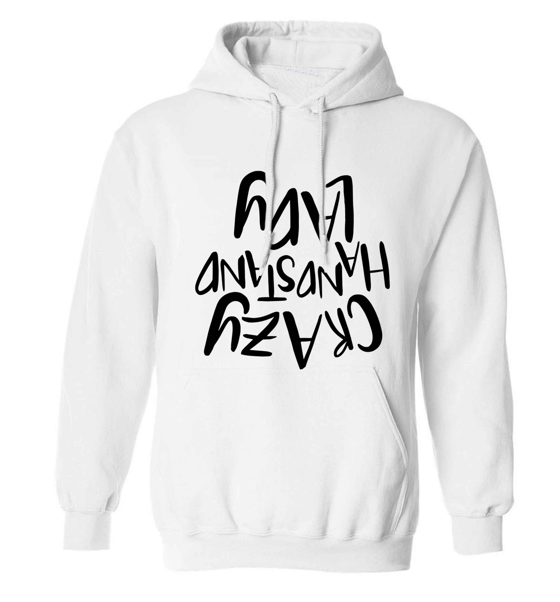 Crazy handstand lady adults unisex white hoodie 2XL