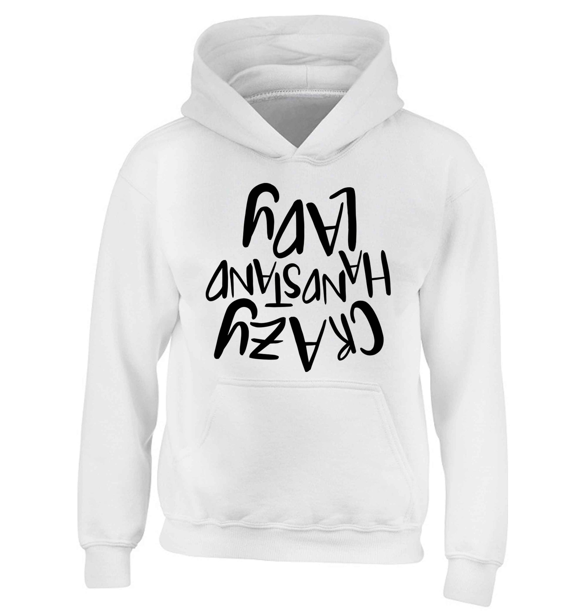 Crazy handstand lady children's white hoodie 12-13 Years