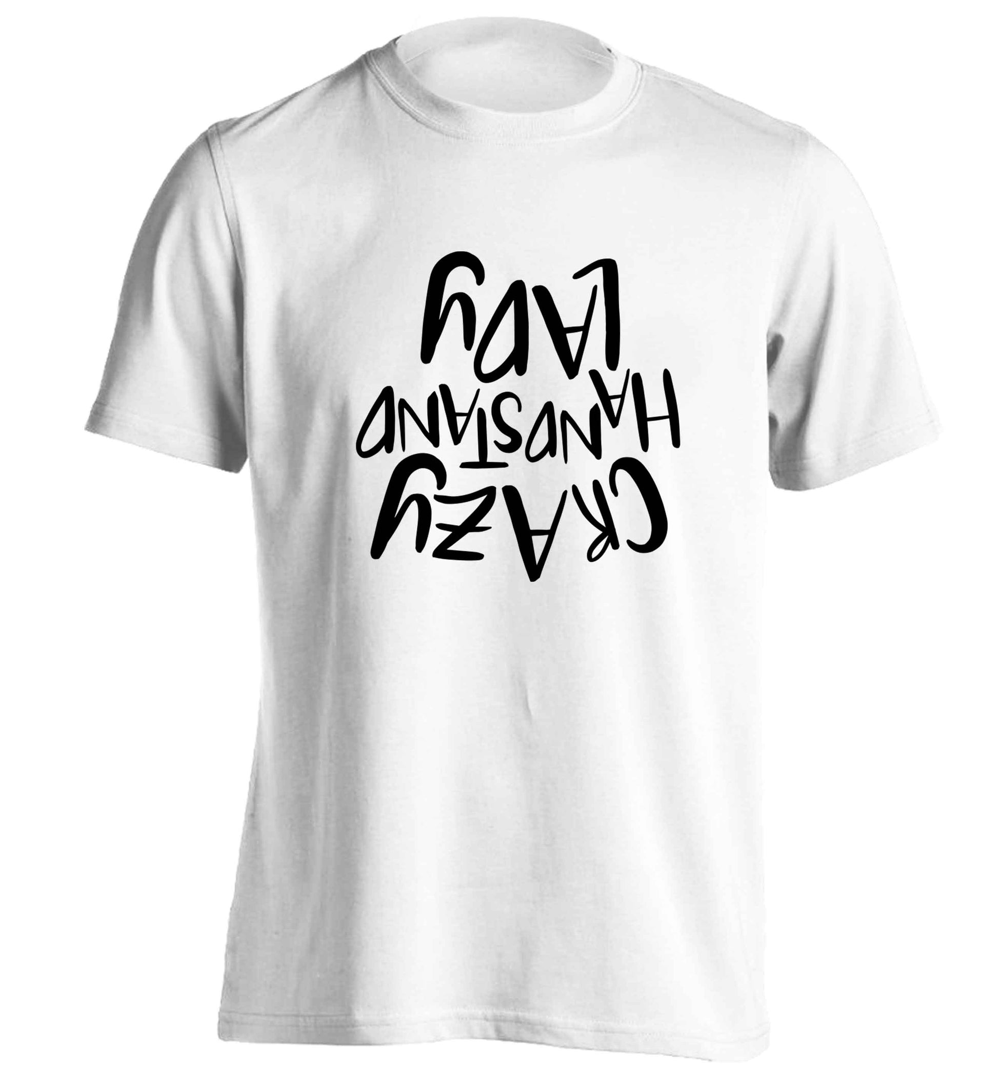 Crazy handstand lady adults unisex white Tshirt 2XL
