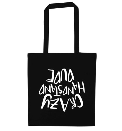 Crazy handstand dude black tote bag