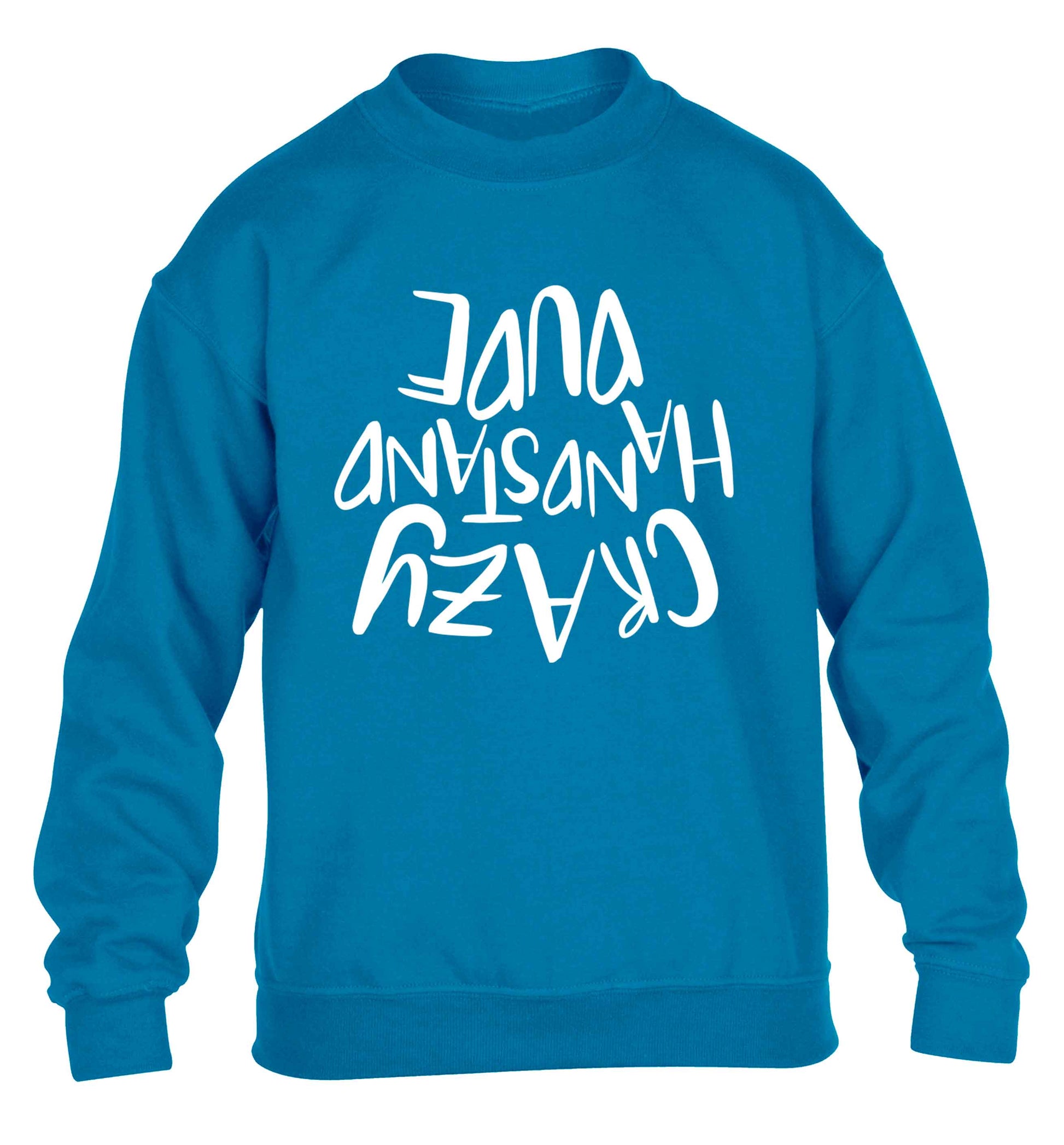 Crazy handstand dude children's blue sweater 12-13 Years