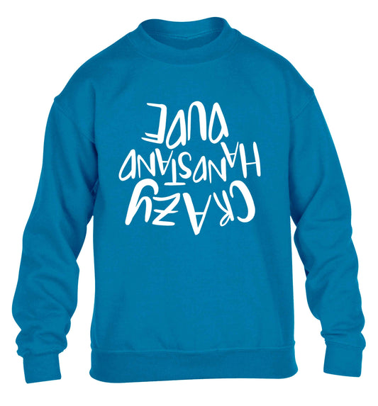 Crazy handstand dude children's blue sweater 12-13 Years