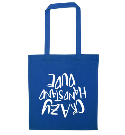 Crazy handstand dude blue tote bag