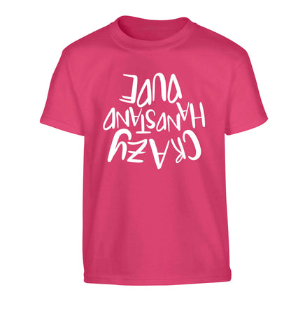 Crazy handstand dude Children's pink Tshirt 12-13 Years