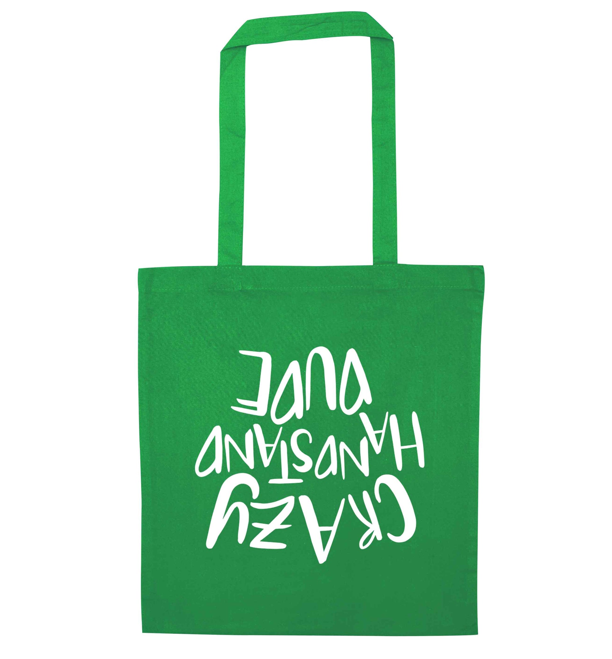 Crazy handstand dude green tote bag