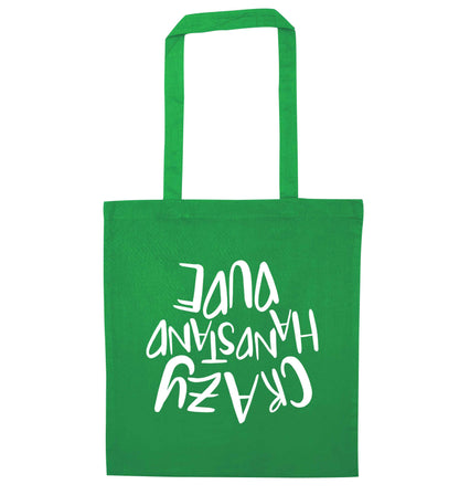Crazy handstand dude green tote bag