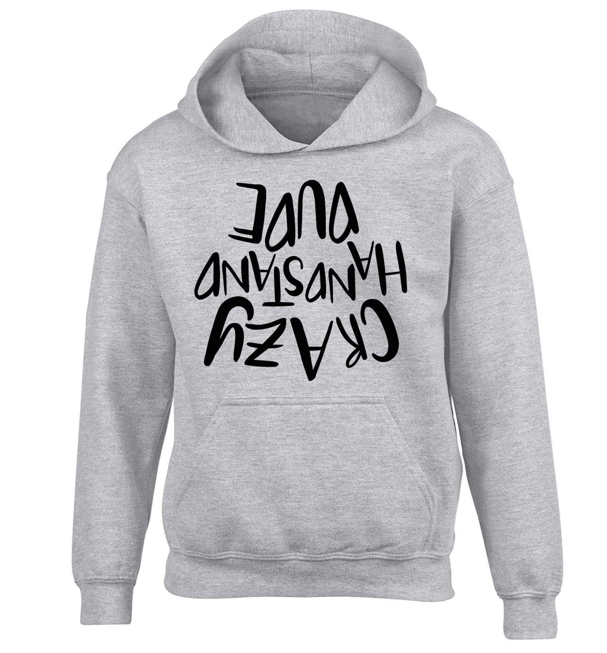 Crazy handstand dude children's grey hoodie 12-13 Years