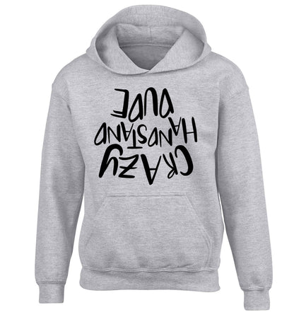 Crazy handstand dude children's grey hoodie 12-13 Years