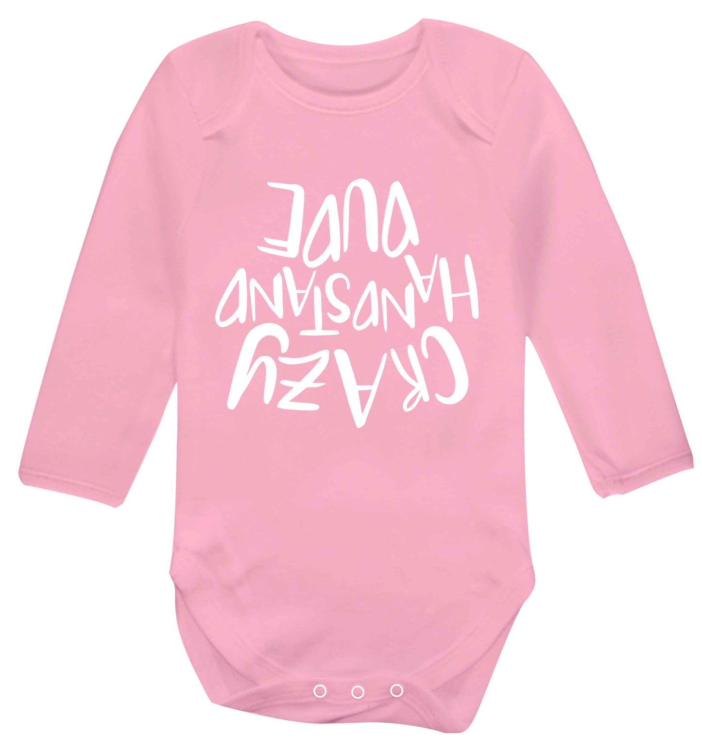 Crazy handstand dude Baby Vest long sleeved pale pink 6-12 months