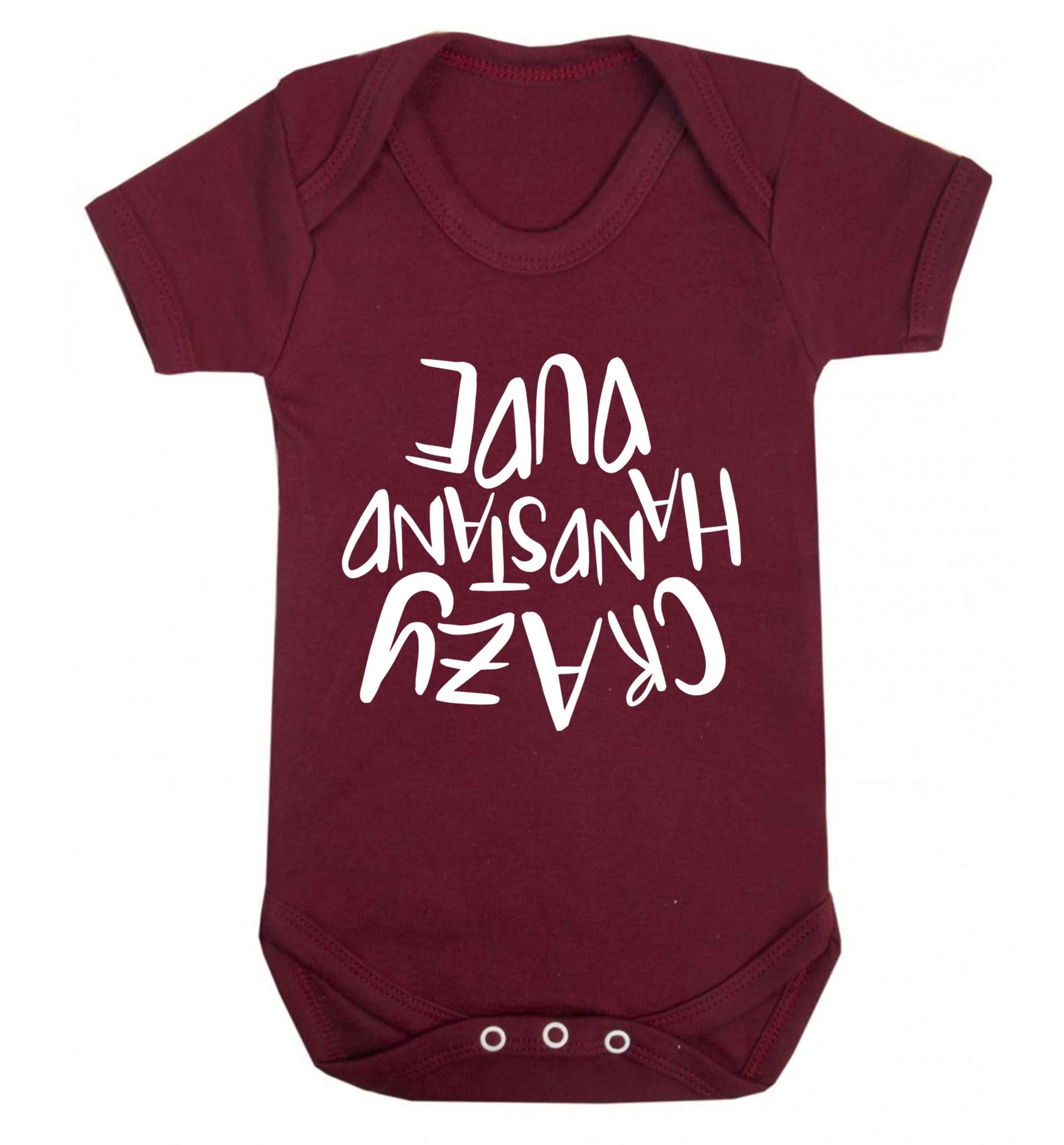 Crazy handstand dude Baby Vest maroon 18-24 months