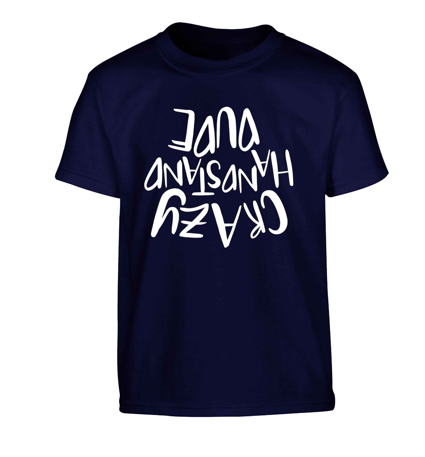 Crazy handstand dude Children's navy Tshirt 12-13 Years