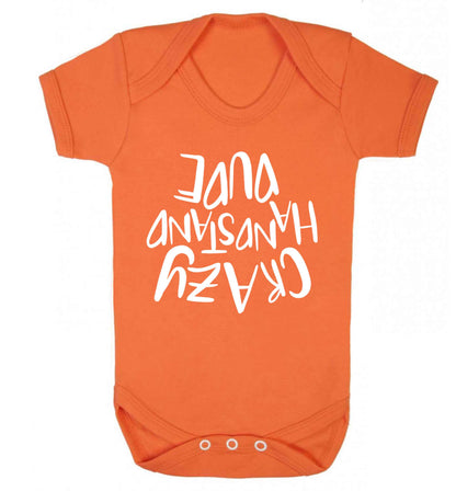 Crazy handstand dude Baby Vest orange 18-24 months