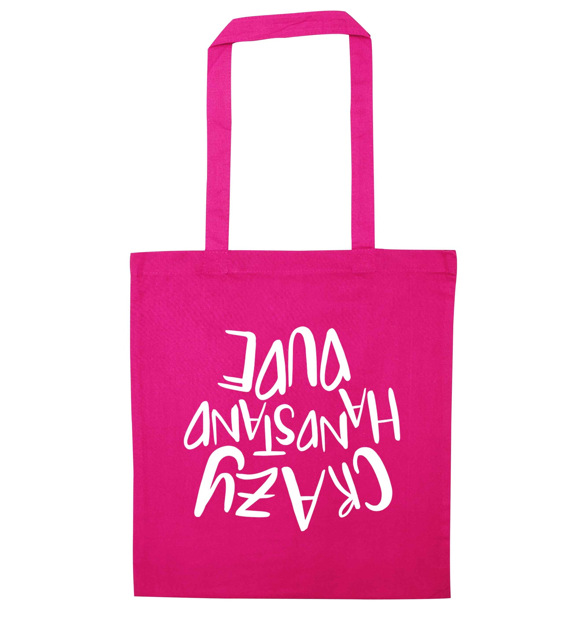 Crazy handstand dude pink tote bag