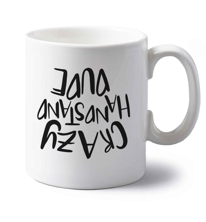 Crazy handstand dude left handed white ceramic mug 
