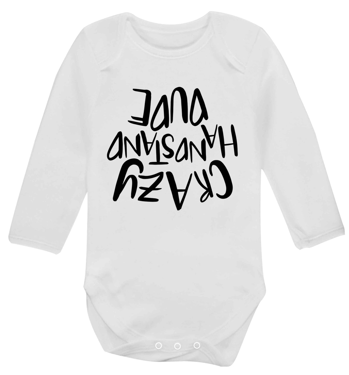 Crazy handstand dude Baby Vest long sleeved white 6-12 months