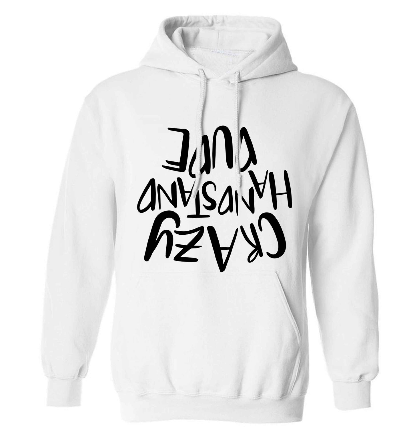 Crazy handstand dude adults unisex white hoodie 2XL