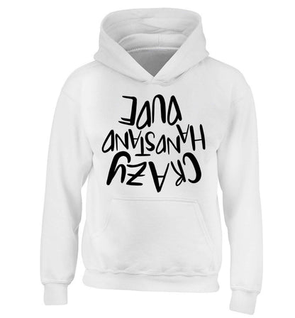 Crazy handstand dude children's white hoodie 12-13 Years